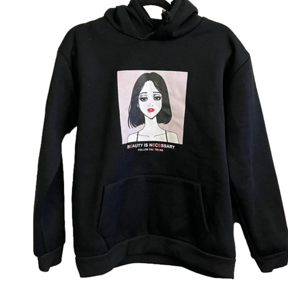 ✨ Custom print hoodie, Black Heavy cotton size Large - Picture 1 of 2